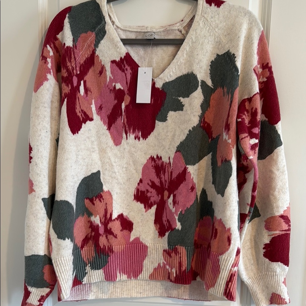 Loft Floral V-Neck Sweater
